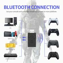 Adaptador de control inalámbrico HONSON compatible con controlador Xbox (ONE/Series X/S)/Switch/PS5 para PC/Switch - Negro - Ver 1