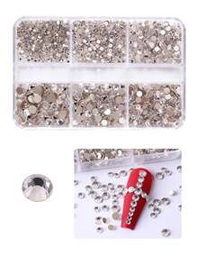 Flache Diamant-Nägel (gemischtes 6er-Raster) für DIY Nagelkunst Zubehör, Strass-Nageldekorationen, Nagelkunst Zubehör Nagel Dekor Nail Gems