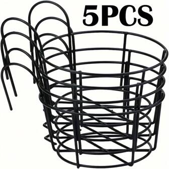 3/5pcs Stylish Round Metal Hanging Planters - Perfect For Balcony, Garden & Indoor Decor, Plant Succulent Plants And Green Ramulus Flowers In Hanging Fences, 6.2in