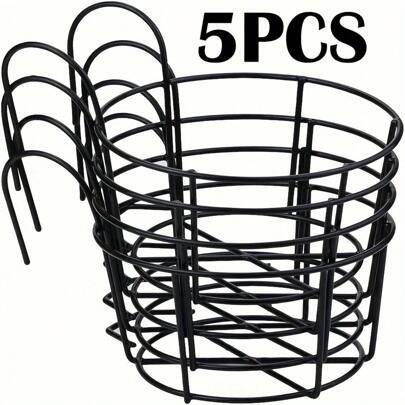 3/5pcs Stylish Round Metal Hanging Planters - Perfect For Balcony, Garden & Indoor Decor, Plant Succulent Plants And Green Ramulus Flowers In Hanging Fences, 6.2in