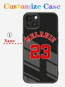 Apple Fußballmotiv Unisex personalisierte Mode Name/Team/Nummer rutschfeste, stoßfeste vollständige schwarze Abdeckung Hartglashülle für 11/12/13/14/15 Pro Max, anpassbar kompatibel mit Samsung, personalisiert, einzigartig, individuell, ideal als Geschenk für ihn, ideal als Geschenk für sie, Freund, Freundin, Familie, Freunde, Großeltern, Paar, für Jahrestage, für Geburtstage
