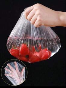 100pcs/Pack Disposable Food Wrap Film And Shower Cap Set, Household PE Cling Film Bowl Covers - White - View 6