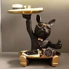1pc French Bulldog Tray Decoration, Resin Statues Art Crafts, For Key And Trinkets, Ideal For Bookshelves, Living Room, Offices, Cabinet Decorations, Bedroom Entryways, Valentine's Day, New Year, Easter Party Decorations Plates Kitchen Accessories Kitchen Decor Table Trays Fruit Tray