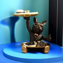 1pc French Bulldog Tray Decoration, Resin Statues Art Crafts, For Key And Trinkets, Ideal For Bookshelves, Living Room, Offices, Cabinet Decorations, Bedroom Entryways, Valentine's Day, New Year, Easter Party Decorations Plates Kitchen Accessories Kitchen Decor Table Trays Fruit Tray