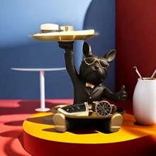 1pc French Bulldog Tray Decoration, Resin Statues Art Crafts, For Key And Trinkets, Ideal For Bookshelves, Living Room, Offices, Cabinet Decorations, Bedroom Entryways, Valentine's Day, New Year, Easter Party Decorations Plates Kitchen Accessories Kitchen Decor Table Trays Fruit Tray