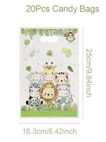 10/20/50 件丛林动物派对主题礼品袋生日派对包装袋丛林生日装饰派对礼品用品 - 彩色 - 查看 4