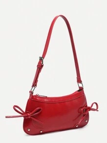 1pc Vintage Bow Tie Decor Crossbody Underarm Leopard Bag, Suitable For Dates, Outings, Parties