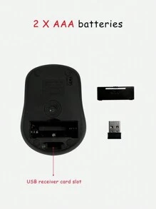 電池供電無線滑鼠，適用於辦公室和家用電腦，通用無線滑鼠，商務辦公室靜音和簡約風格的無線滑鼠 - 黑色 - 查看 5