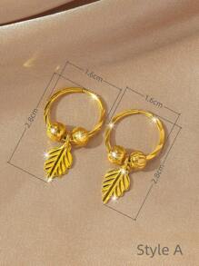 1 对短款简约百搭镀金仿珍珠和花朵吊坠耳环，女士日常珠宝礼物 - 款式 C - 查看 2