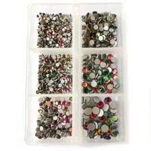 Flache Diamant-Nägel (gemischtes 6er-Raster) für DIY Nagelkunst Zubehör, Strass-Nageldekorationen, Nagelkunst Zubehör Nagel Dekor Nail Gems