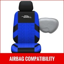 9PCS AUTOYOUTH Car Seat Covers Full Set, Front & Split Rear Bench For Car, 3D Tyre Print Automotive Interior Covers Embroidery, Airbag Compatible, Quick Setup Universal Fit Seat Covers For Car, Truck, SUV - Blue - View 2