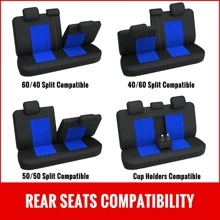 9PCS AUTOYOUTH Car Seat Covers Full Set, Front & Split Rear Bench For Car, 3D Tyre Print Automotive Interior Covers Embroidery, Airbag Compatible, Quick Setup Universal Fit Seat Covers For Car, Truck, SUV - Blue - View 7