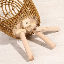 1pc Woven Flower Pot Rack Imitation Rattan Floor-Standing Shelving Unit For Living Room And Balcony, Indoor Bamboo Woven Flower Basket Plant Holder