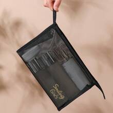 Set de 5 Bolsas cosméticas de malla de moda, bolsa de almacenamiento transpirable negra, monedero, neceser, bolsa de maquillaje, bolsa de cuidado de la piel, bolsa de aseo, cubos de embalaje, esenciales de viaje, esenciales de crucero, esenciales de dormitorio, regalos de dama de honor, regalos para mamá, regalos de cumpleaños, regalos para amigos y maestros, decoración del hogar, decoración del baño, sala de estar y dormitorio, organizador de baño, organizador de joyas, organizador de aceites de labios, organizador de esmalte de uñas, bolsa de maquillaje, almacenamiento de maquillaje, organizador de maquillaje, estuche de maquillaje, organizador de artículos de tocador de viaje, regalos de almacenamiento esenciales transparentes, accesorios con cremallera