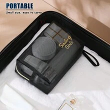 Set de 5 Bolsas cosméticas de malla de moda, bolsa de almacenamiento transpirable negra, monedero, neceser, bolsa de maquillaje, bolsa de cuidado de la piel, bolsa de aseo, cubos de embalaje, esenciales de viaje, esenciales de crucero, esenciales de dormitorio, regalos de dama de honor, regalos para mamá, regalos de cumpleaños, regalos para amigos y maestros, decoración del hogar, decoración del baño, sala de estar y dormitorio, organizador de baño, organizador de joyas, organizador de aceites de labios, organizador de esmalte de uñas, bolsa de maquillaje, almacenamiento de maquillaje, organizador de maquillaje, estuche de maquillaje, organizador de artículos de tocador de viaje, regalos de almacenamiento esenciales transparentes, accesorios con cremallera