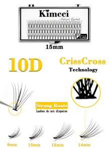 KIMCCI 60 Clusters/Box 10D High-Quality Eyelash Extensions, Thickness 0.10, Curl C/D/DD, 6-15mm, With 10pcs Premium Black Synthetic Eyelash Material Lash Clusters, Eyelash Clusters, Individual Eyelashes, Lashes, Fake Lashes - Black - View 5