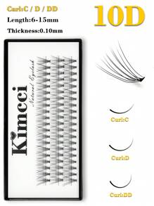 KIMCCI 60 Clusters/Box 10D High-Quality Eyelash Extensions, Thickness 0.10, Curl C/D/DD, 6-15mm, With 10pcs Premium Black Synthetic Eyelash Material Lash Clusters, Eyelash Clusters, Individual Eyelashes, Lashes, Fake Lashes - Black - View 1