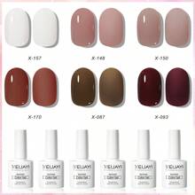 XEIJAYI 1入組7.3ML凝膠指甲油入門套裝6色（黑、白、粉、綠）可浸泡不留痕跡，適用於四季 - 彩色 - 查看 7