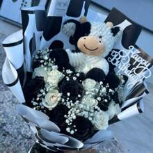 10 pièces/20 pièces par pack Papier d'emballage le plus récent à l'impression de vache, imperméable, joli, charmant, papier d'emballage floral pour bouquet, emballage cadeau