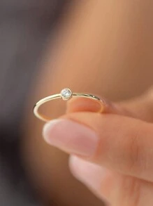 1 件十二生辰石方晶锆石戒指,女士 S925 纯银精致女士珠宝礼物约会礼物 - 金色 - 查看 7