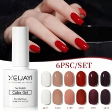 XEIJAYI 1支装 7.3毫升 凝胶指甲油入门套装 6色 黑色 白色 粉色 绿色 可卸除免擦拭凝胶指甲油套装 适合所有季节
