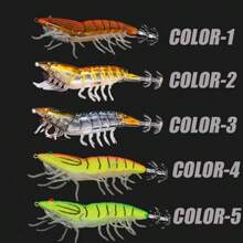 1入組3D混合蝦EGL誘餌，發光魷魚鉤，專為釣烏賊而設