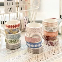 5 cuộn băng Washi dùng để làm sổ lưu niệm, viết nhật ký, người lập kế hoạch, trang trí tiệc, nhãn dán có thể xé được và không dấu vết - Nhiều màu - Xem 4