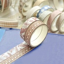 5 cuộn băng Washi dùng để làm sổ lưu niệm, viết nhật ký, người lập kế hoạch, trang trí tiệc, nhãn dán có thể xé được và không dấu vết - Nhiều màu - Xem 5