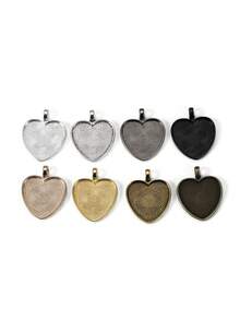 10pcs/Lot 25mm Heart-Shaped Pendant Cabochon Base Setting  Findings For DIY Jewelry Making Supplies - Alloy Heart-shaped Base - View 2