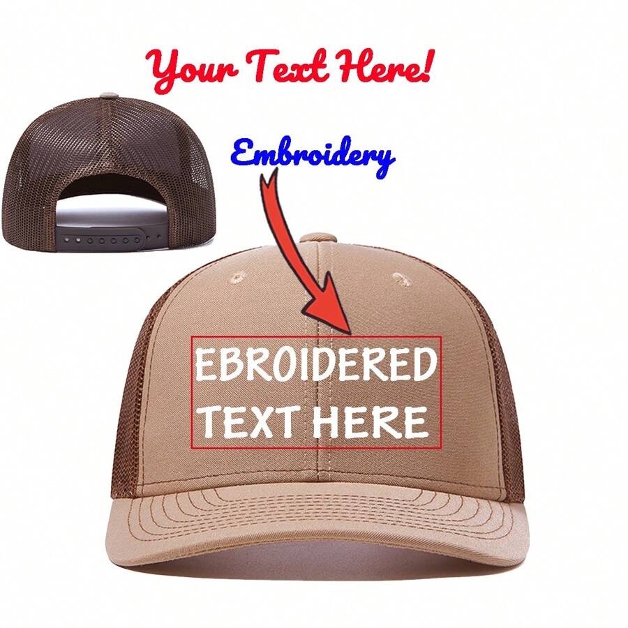 GINPAI Gorras de camionero bordadas con nombre y texto personalizado para hombres y mujeres, gorra de malla ajustable Snapback ideal para actividades al aire libre, béisbol, etc.