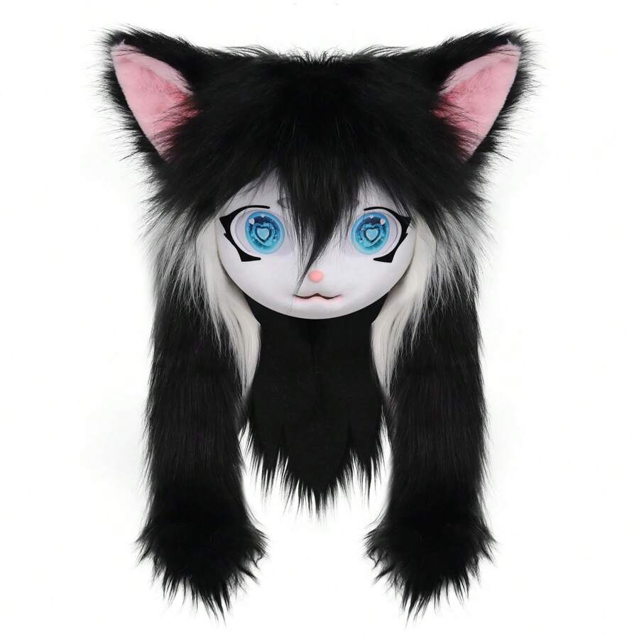 Animal Head Cat Fursuit Cut Mask Masquerade Cosplay Costume Props ...