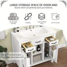 Dolonm 36-Inch Bathroom Cabinet With Undermount Sink, Modern Bathroom Storage Cabinet With 2 Drawers And 2 Cabinets, Solid Wood Frame Bathroom Cabinets - Log Color - View 8