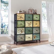 12 Drawer Dresser For Bedroom, Tall Dresser, Chest Of Drawers,Closet Organizers And Storage, Sturdy Steel Frame, Wooden Top, 46.5'' H X 39.4'' W X 11.7'' D - Vintage Green - View 4