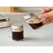 2pcs Portable Mini Couple Espresso Shot Glass Bottles With Lid For Coffee Concentrate Storage, Clear Glass Cups - Clear - View 5