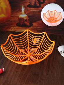 万圣节糖果篮 蜘蛛网碗 水果盘 糖果盒 万圣节厨具 不给糖就捣蛋万圣节派对用品 - 橘色 - 查看 10