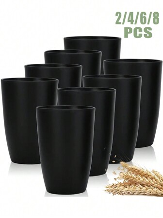 2/4/6/8入組白色塑料杯，可重複使用和耐用，適用於果汁、牛奶、熱/冷飲料，適用於家庭廚房、餐廳聚會、野餐和露營。可堆疊和攜帶的杯子。