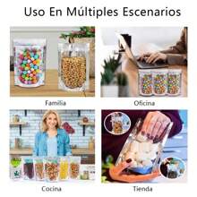 100 Piezas Bolsas Stand Up Pouch Transparente Cierre, Bolsas para envasado de alimentos, bolsas para conservación de alimentos frescos,Reutilizable, Resellables, absolutamente de alta calidad,Aluminio por Ambos Lados, Bolsas para envolver alimentos para Dulces, Accesorios, Aperitivos, Joyería, Cosméticos y Más, 14 x 20cm - 100 piezas(20 cm x 12 cm x 4 cm) - Ver 8