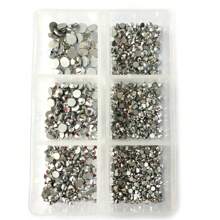 Flache Diamant-Nägel (gemischtes 6er-Raster) für DIY Nagelkunst Zubehör, Strass-Nageldekorationen, Nagelkunst Zubehör Nagel Dekor Nail Gems