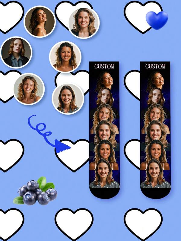 1 Pair Customized Women's Funny Mid-Calf Socks With Personalized Text And Photo Printing, Perfect For Valentine's Day And Birthday Gifts, Including Customized Words And Pictures With Handsome And Beautiful Policemen, Interesting Customized Couples Socks,Dawg,Colorful,Cute,Adorable,Contracted,Funny,Custom,Unique,Customized,Personalized,Ideal Gifts For Him,Boyfriend,Girlfriend,Family,Friends,Grandparents,Children,Her