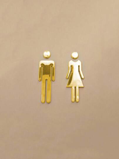 2 piezas Adhesivos de pared para WC, señales de baño, cartel de señalización de aseo, placa para superficie de espejo, señal de hombre y mujer para puertas, cartel decorativo para puertas, accesorios ideales para regalos