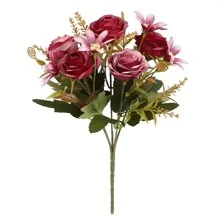 1支逼真玫瑰、牡丹、茶玫瑰仿真花，适合情人节、房间装饰、摆设，也适合新年、家居装饰、婚礼、情人节鲜花装饰、情人节礼物 - 彩色 - 查看 14