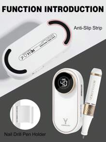 YOKEFELLOW Rechargeable Nail Drill Machine,  40000RPM Professional Electric White Nail Drill  Fast Removal Gel Nail With 17 Drill Bits, 6 Sand Band, 1 Brush And A Package Sand Band For Salon Manicure Pedicure And As A Perfect Gift 2024 New - White - View 6