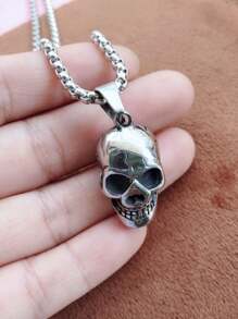 Nuevo collar de cráneo de Halloween creativo para hombres, collar de cabeza de cráneo de aleación de metal - Multicolor - Ver 5