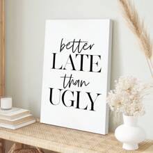 1 pieza con marco terminado, cartel de lienzo, cartel feo impreso que dice 'talla grande vale tarde que nunca', arte de pared para sala de estar impreso, decoración de pared para dormitorio, decoración de hogar para habitaciones - Multicolor - Ver 10