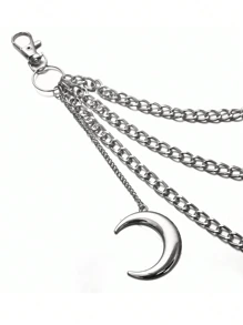 1件月亮吊坠腰链，朋克风配饰，适合搭配女士裙子/万圣节秋季装 - 銀色 - 查看 3