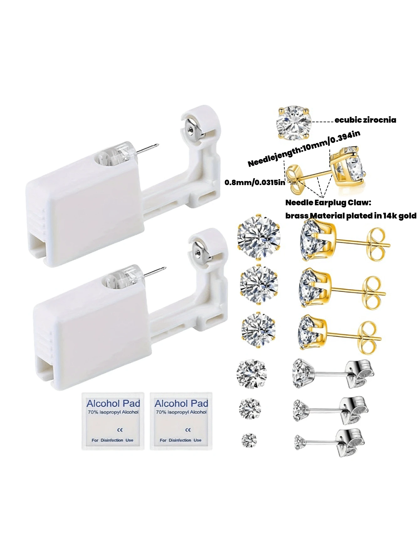 8Piece Safe Ear Piercing Set Ear Studs Painless And EasyToUse Ear