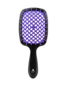 美发按摩头发干燥快干梳蜂窝网梳，1 件黑色不打结按摩梳直发造型空心梳，发刷/发梳，空心顺发刷柔性发刷，干湿发用发刷，防静电发刷，干湿均可使用，灵活，尼龙刷毛，适合所有发质顺发刷干湿通风顺发刷 - 1/2 包顺发刷，轻松去除 - 超柔软刷毛，自然卷曲 - 黑與白 - 查看 11