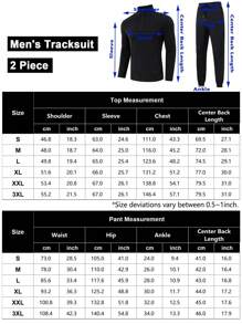 Men's Tracksuit Set 2 Piece Quarter Zip Casual Golf Jogging Suit Athletic Sports Sweatsuits Set - Black - View 6