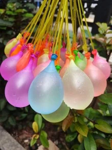 37PCS/111PCS 水球夏季玩具水球游戏和 100PCS/200PCS/500PCS 气球补充包派对夏季气球，户外灌溉水球，自动打结水球 - 混色 - 查看 2