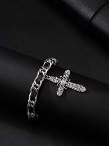 3款哥德暗黑風格鏈條和繩索交叉吊墜時尚女士手鍊 - 復古銀色 - 查看 11